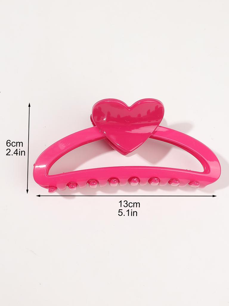 3 Pcs Valentine Pink Heart Hair Claw Clips for Curly Hair,French Fashion Hair Clamp Decorations Gift for Girls