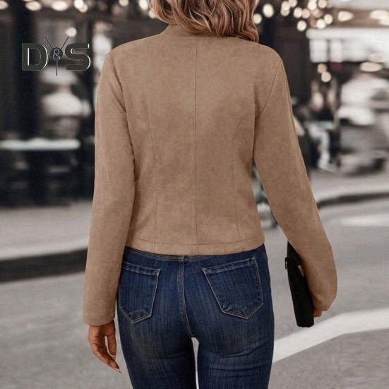 Płaszcz damski na wiosnę i jesień Dwurzędowy kołnierzyk ze stójką Guziki Dopasowany krój Długie rękawy Kardigan w stylu retro Codzienny krój Kurtka outdoorowa