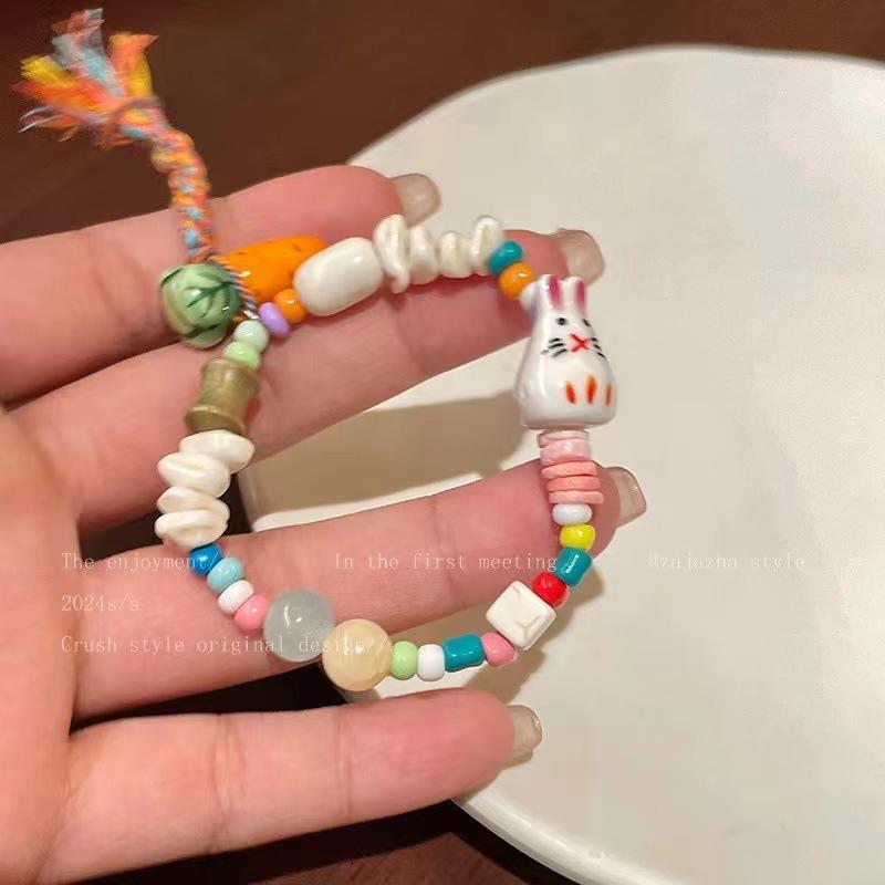 Summer Cute Cartoon Robot Colored Beaded Bracelet