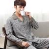 100% Pure Cotton Pajamas Men's Long-sleeved Spring and Autumn Korean Version Plaid Casual Large-size Winter Men's Loungewear Suit