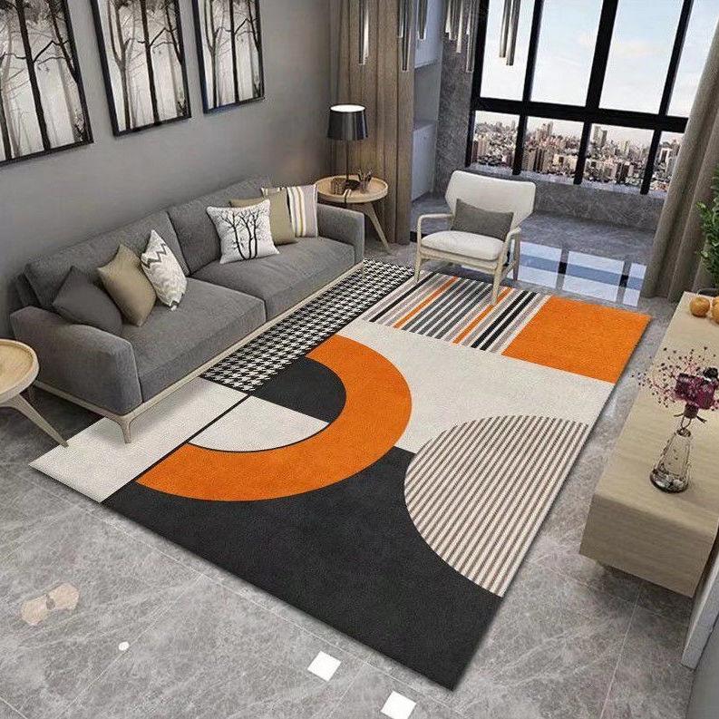 Simple Ins Light Luxury Orange Carpet Living Room Coffee Table Mat Nordic Modern Room Bedroom Bedside Rug Household Floor Mat