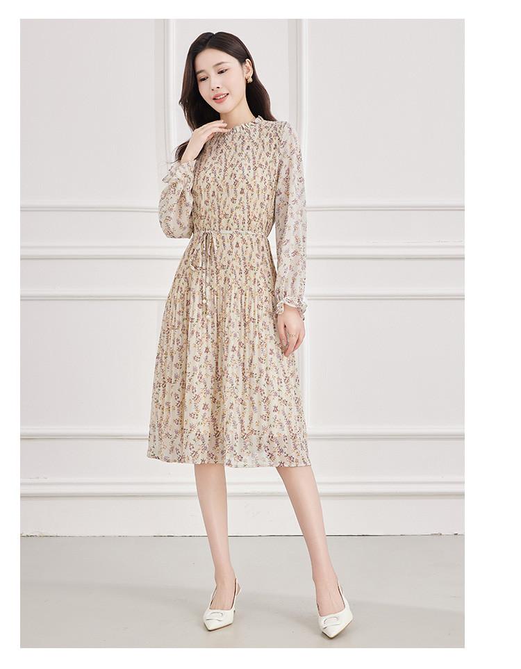 Spring elegant dress with slimming long sleeved printed skirt for children
