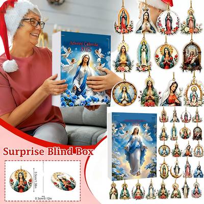 2D Flat Acrylic Mystery Box 24pcs Pendant With Airplane Box Funny Christmas Countdown Calendar
