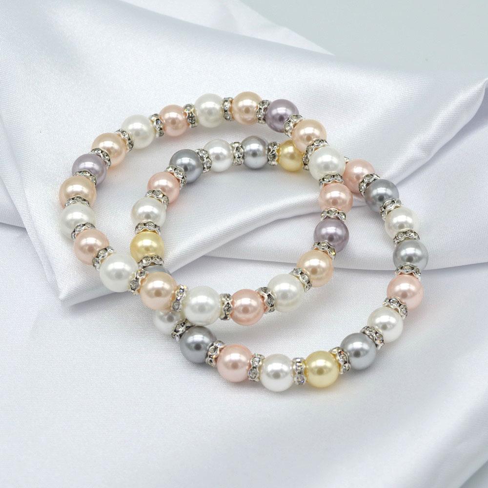 Ladies Bracelet 8mm Colorful Shell Pearl Bracelet Round Marine Mother of Pearl Bracelet Girls Cute Candy Bracelet