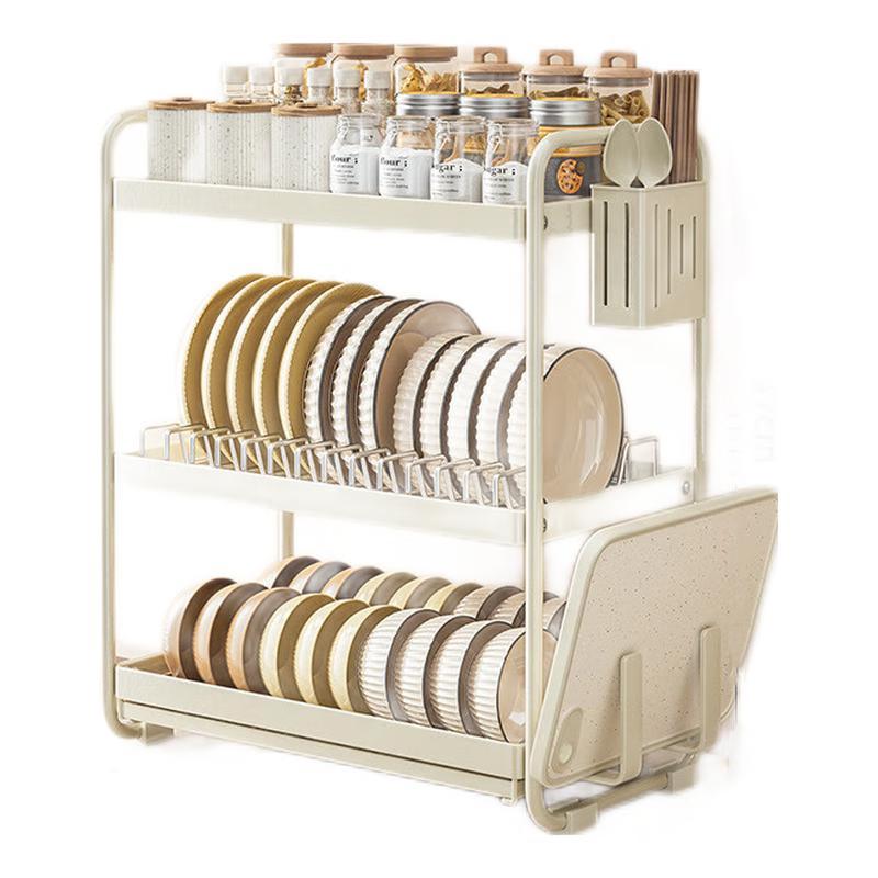 

White Carbon Steel 2-Tier Kitchen Countertop Organizer