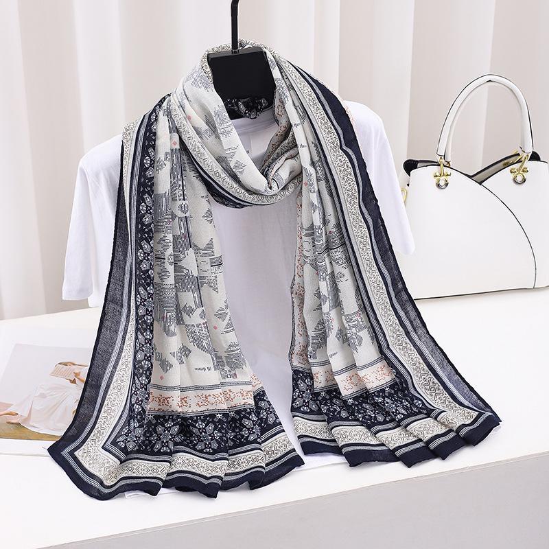 Korean Style Extra Large Cotton Linen Scarf - Versatile Spring/Autumn Sun Protection, Literary Shawl, Gift Giveaway