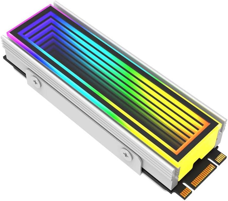 PARTSYN ARGB NVMe M.2 SSD 2280 Memory Heatsink Radiator with Infinity Lens, Addressable RGB 16.8 Million Colors, 5V 3-pin (Silver)