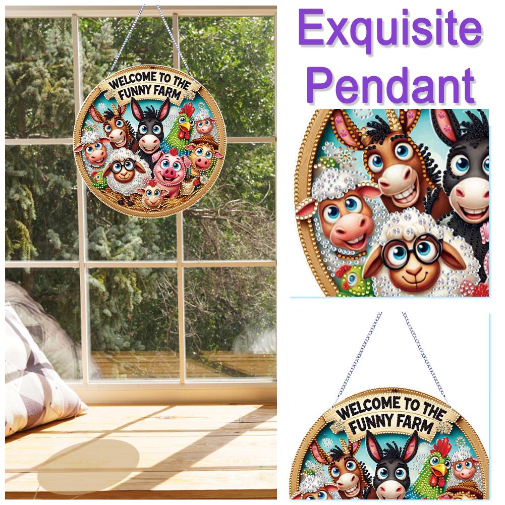 5D DIY Diamantmalerei Punkte Anhänger Doppelseitiger Druck Strassstein Diamantkunst Fensteranhänger für Gartenfenster Dekoration