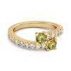 Peridot Twin Stone with Accents Bypass Ring - 925 Sterling Silver Gold Vermeil