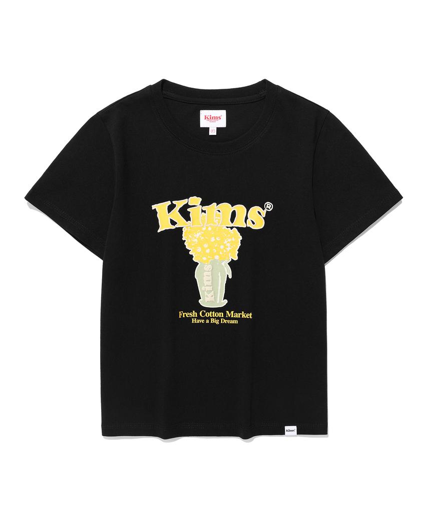 Kimseupeulesikoteunmakes (Unisex) Popcorn Flower Tee Black