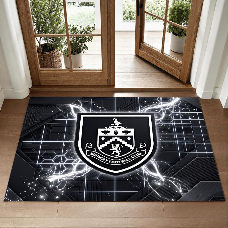 Burnley Football Design Crystal Velvet Rug Soft Decorative Mat for Bedroom Entrance