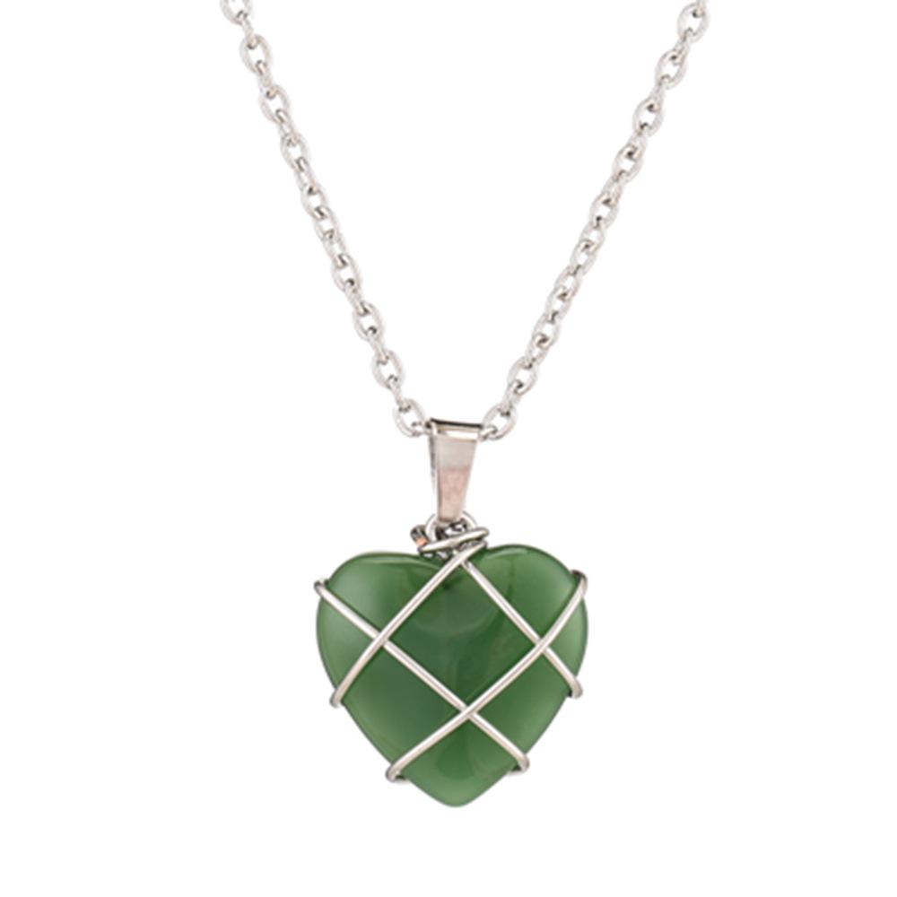 Crystal Heart Necklace with Natural Colored Gemstone Pendant - DIY Wire-Wrapped Heart Shape