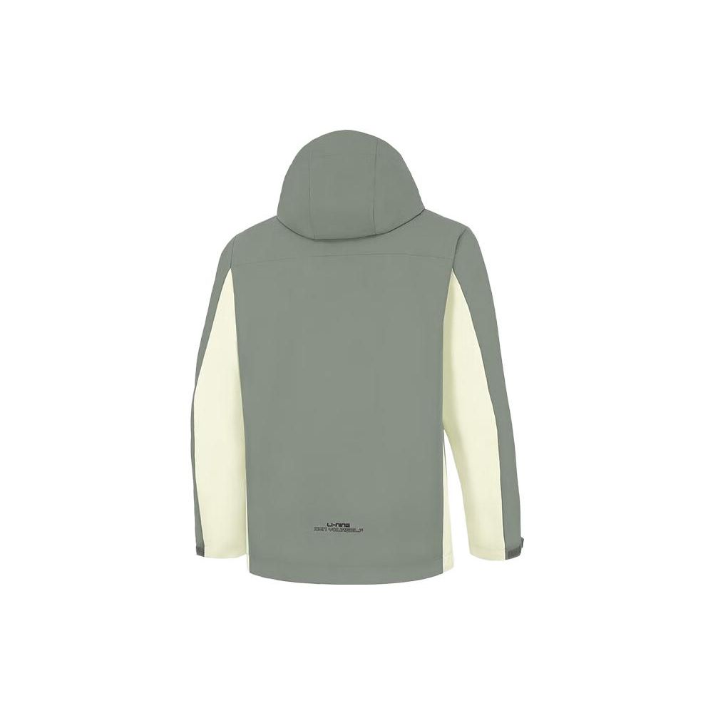 Li-Ning Color Block Hooded Three-In-One Sports Jacket Men Jackets Gray-Green AWBT015-1