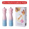 Wooden Manual Salt Pepper Grinder Set Spice Shaker Gradient Color Pepper Mill With Strong Adjustable Ceramic 6/8inch Grinder