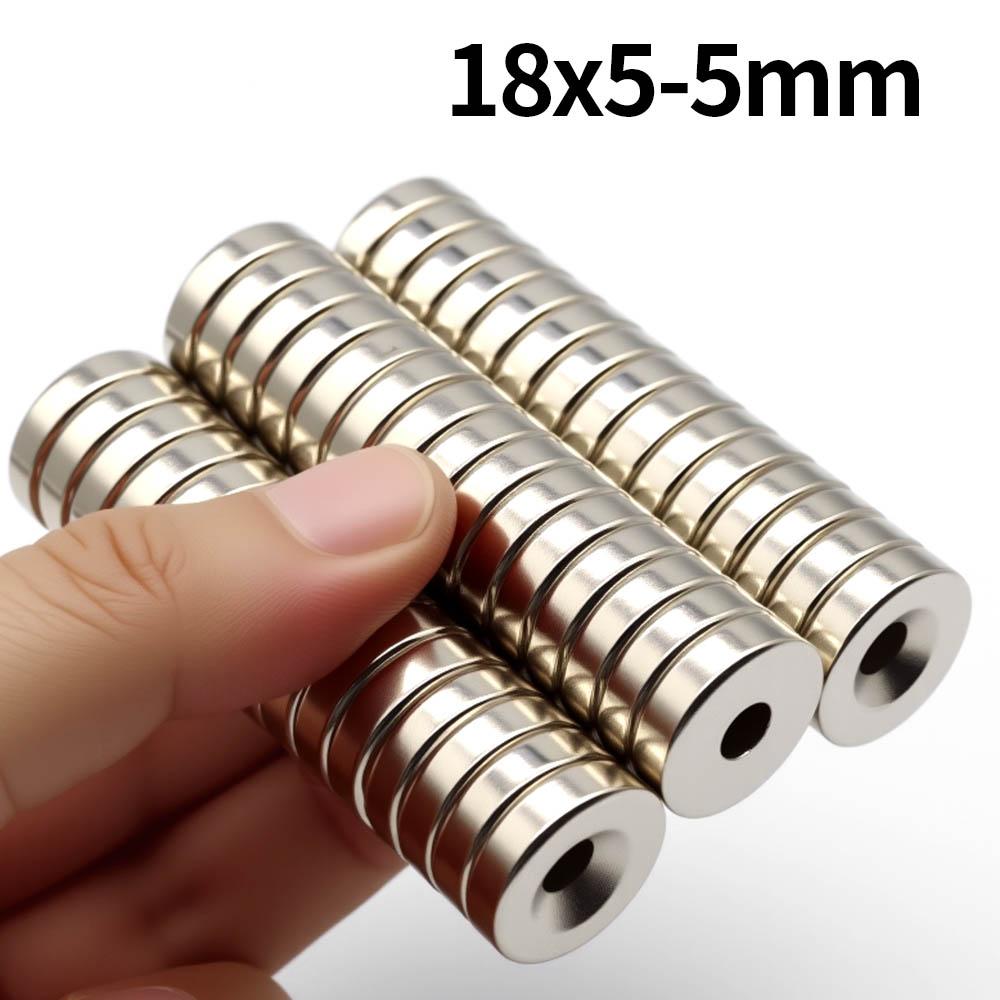 18x5-5mm Krachtige Ronde Neodymium Magneet Met Gat NdfeB N35 Permanente Magnetische magneten Super Sterke Magneten Koelkastmagneet