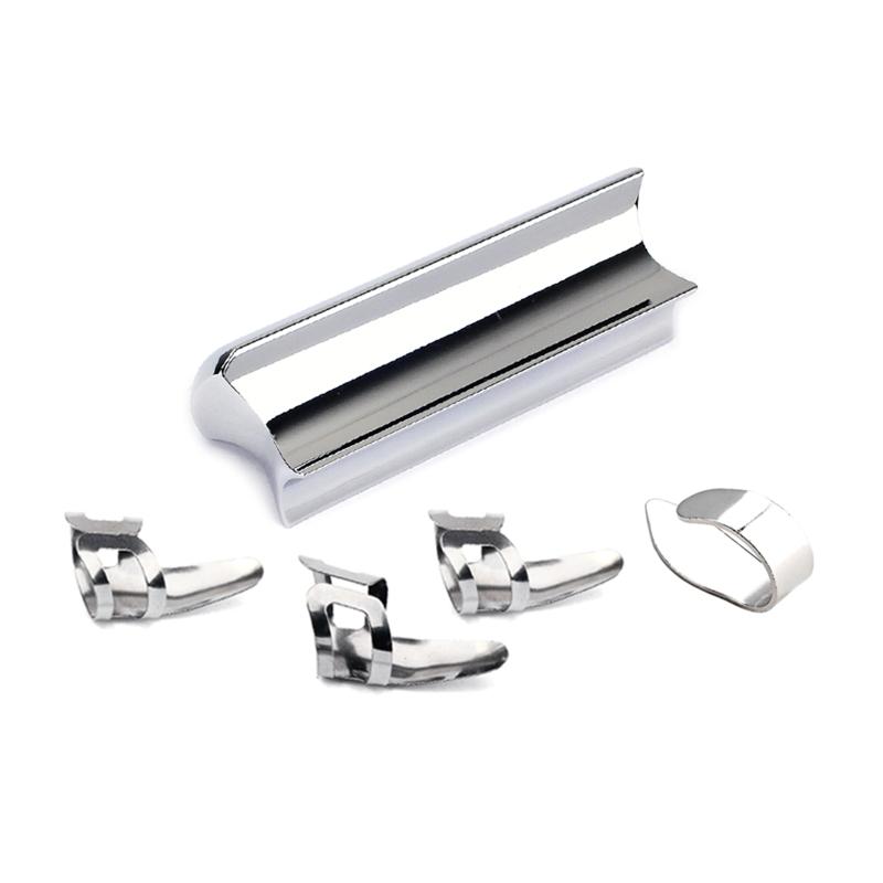 Guitar Slide Stainless Steel Tone Bar Guitar Lap Slide Tone Bar with 3Pcs Finger Picks & 1Pc Thumb Pick for Guitar Bass