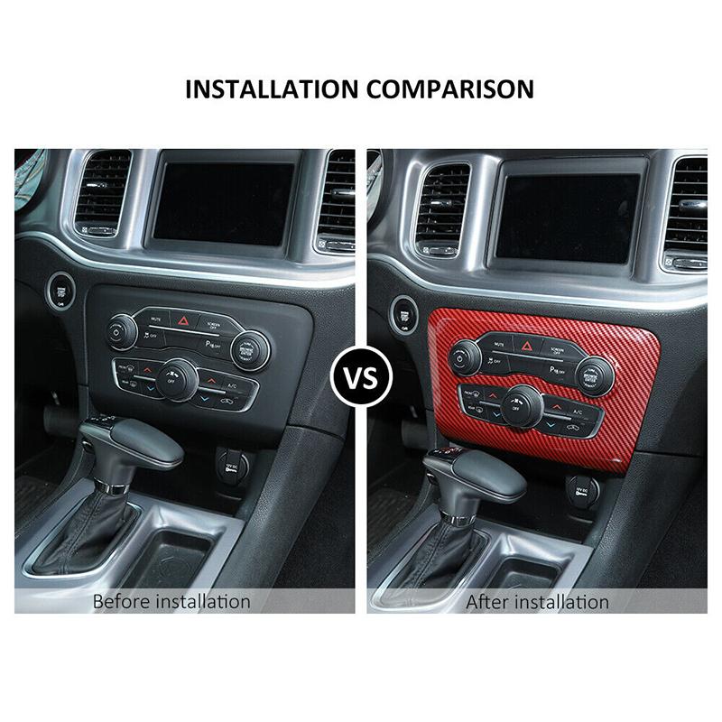 Car Carbon Fiber Look Interior Central Control Air Conditioning Panel Cover Tirm For Dodge Charger 2016-2021