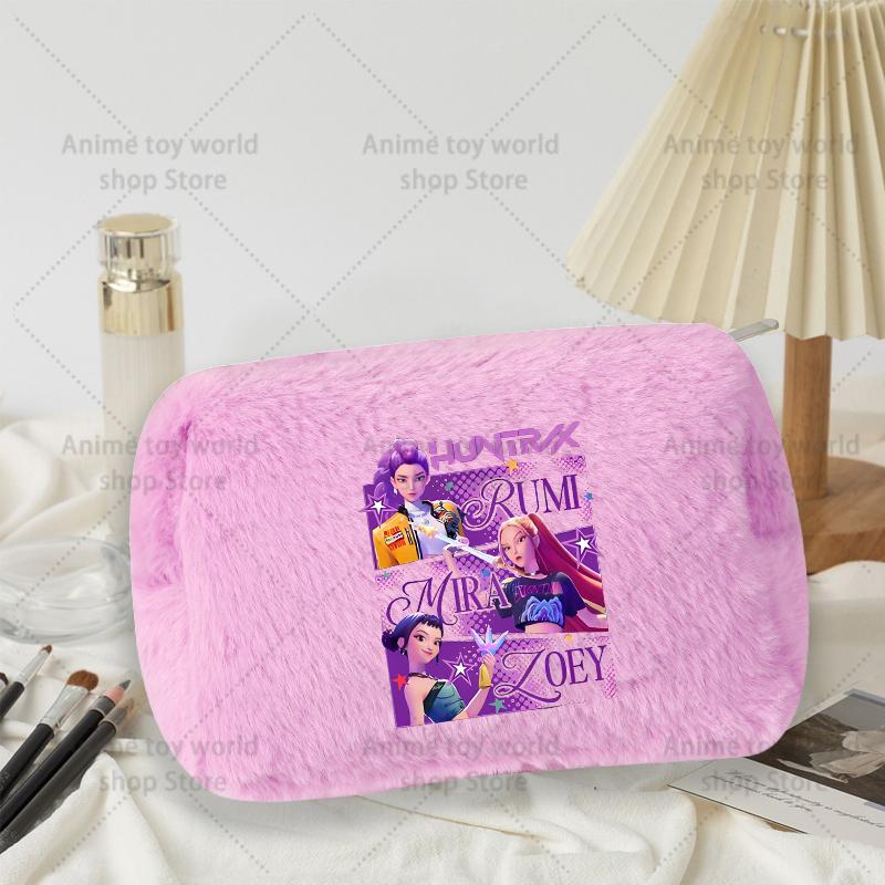 Kpop Demon Hunter Girls Women Plushes Cosmetic Bag New Makeup Bags Ladies Travel Organization Pouch Pink Pencil Case Gift