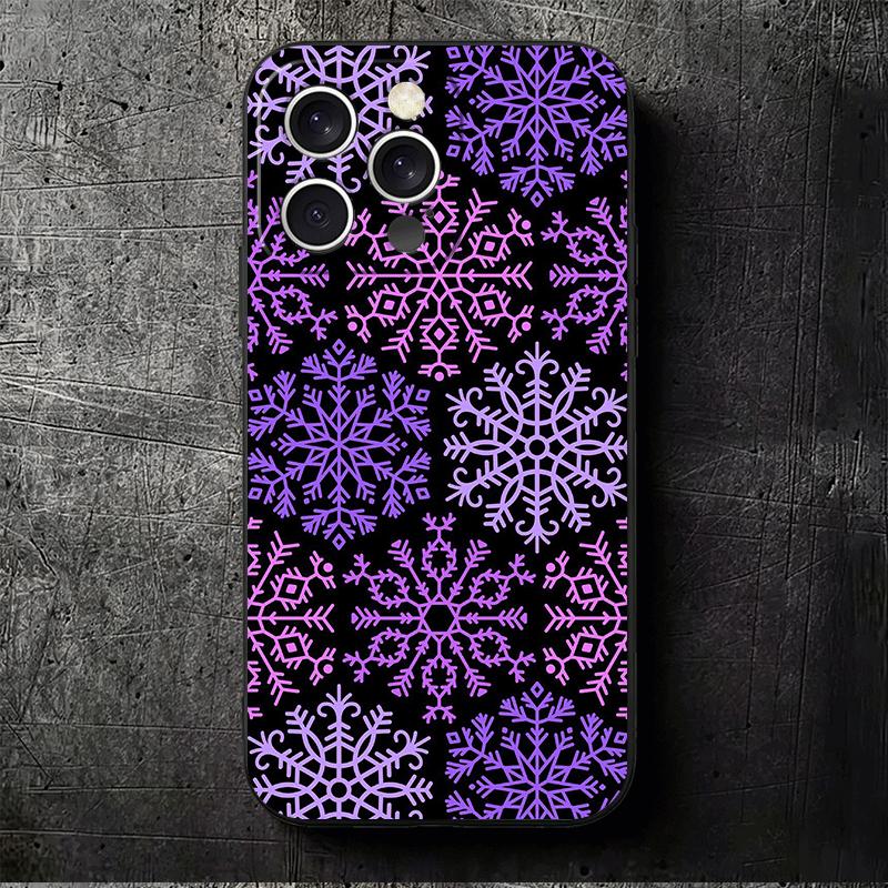 Snow Snowflake Winter Cold Soft Phone Case for iPhone 16 16E 17 Air 15 Pro Max 14 Plus 13 Mini 11 12 7 Black Cover Back Shell