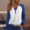 Women's T Shirt Color Block Button Long Sleeve Daily Weekend Fashion Basic V- Neck Regular Top