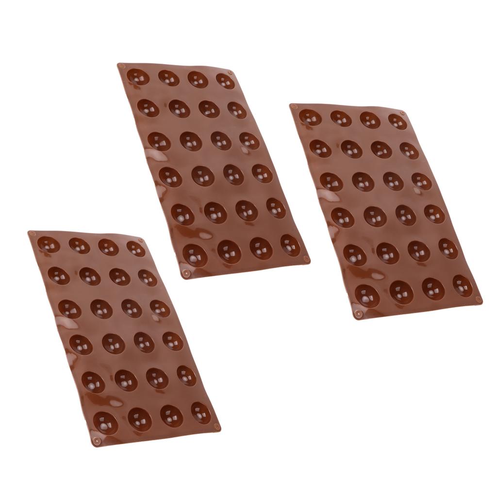 3 Stück Silikonform 24-Loch Weiche Halbkugel Backform für Schokolade Gelee Mousse Seife