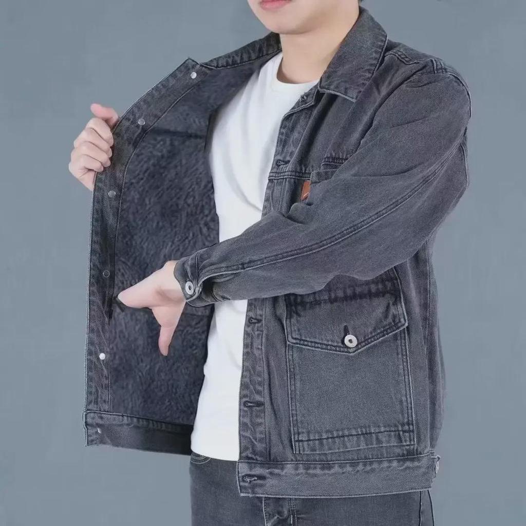 2023 Spring/Summer Men's Loose Denim Workwear Jacket - Large Sizes, Trendy Fall Fashion
