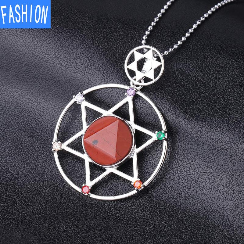 Yönlü Kristal Taş David'in Yıldızı David'in Kalkanı Altı Sivri Yıldız Çift Katmanlı Elmas Kolye Kolye Erkekler Ve Kadınlar Için