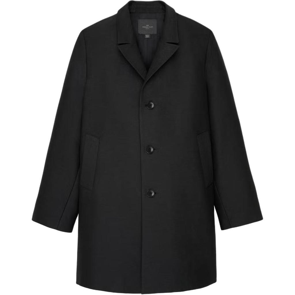 Zara X Stefano Pilati Collaboration FW24 Double Pocket Design Button Closure Lapel Coat Men coats Black 5867-023