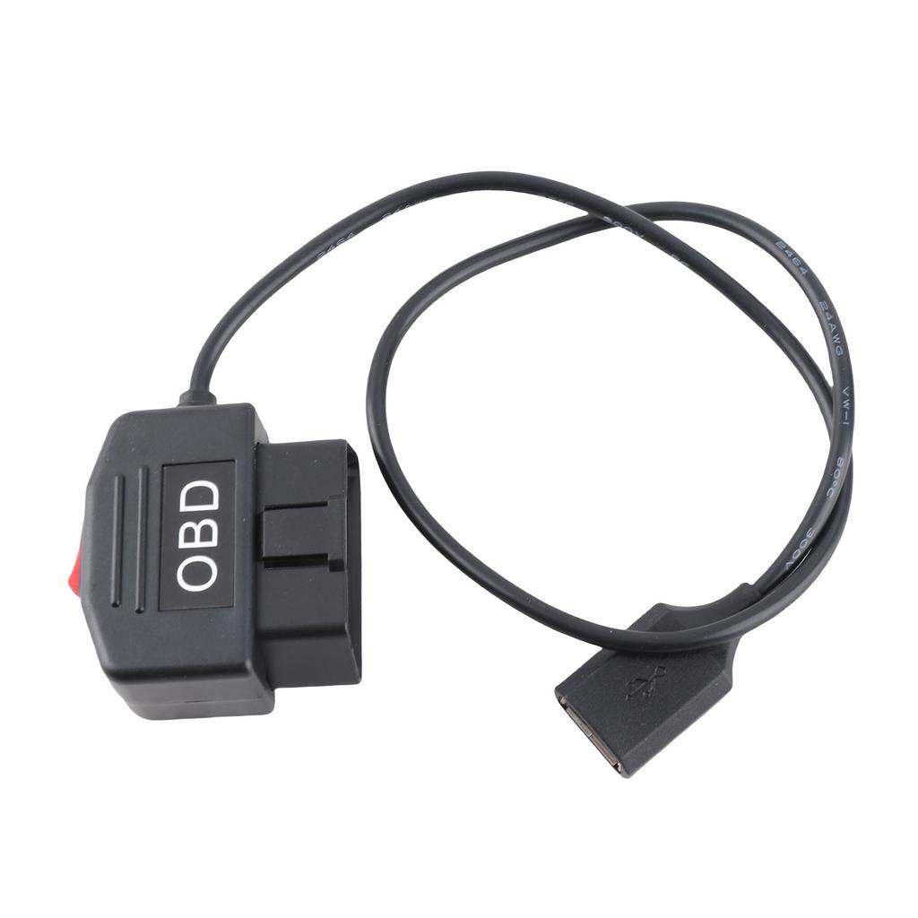 48cm 18.9in OBD Power Adapter Cable with Switch Button ACC Mode Low Voltage Protection for Dash Camera Phone Charging