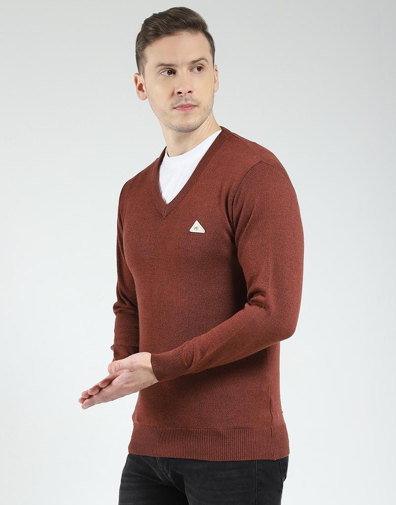Monte Carlo Men's Wool Full Sleeves Sweater | V-Neck | Regular Fit| Solid Pattern |Warm & Stylish Pullover Cardigan for Men