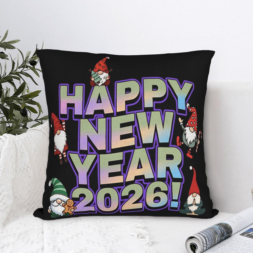 Pillow Cover Happy New Year 2026 Gnomes Morden Pillow Case For Living Room Bed Chair Pillowcases