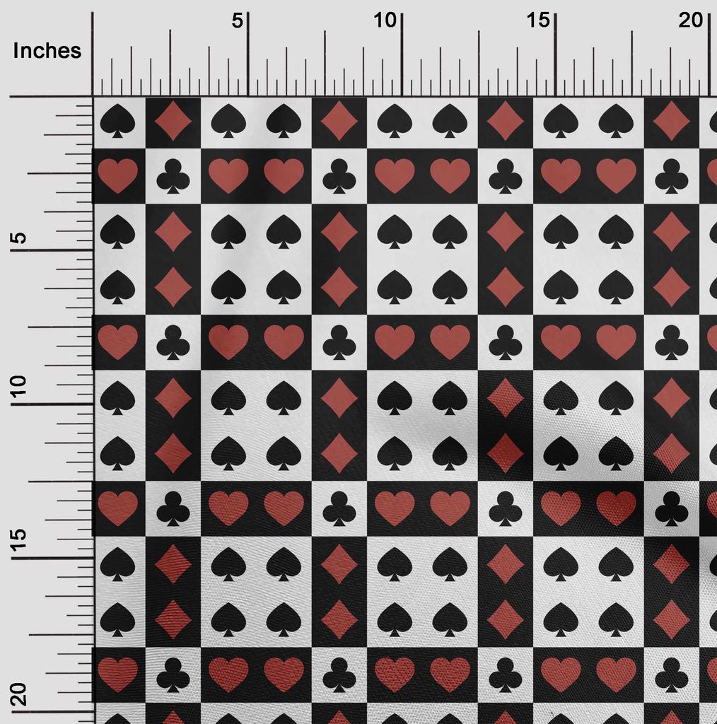 oneOone Cotton Flex Red Fabric Poker Card Sewing Craft Projects Fabric Prints By Yard 40 Inch