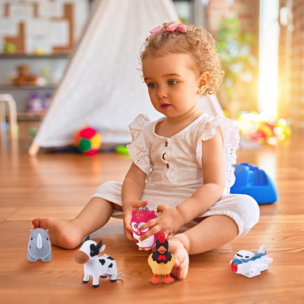 9 ks Lampa pro sestru Dětská lampa pro sestru Klíčenka Zvířecí lampa Štěně Klíčenka Ovce, Tele, Kohout, Robot, Letadlo, Hip
