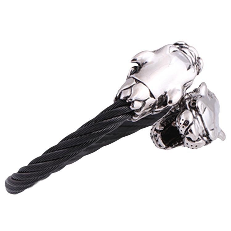 Fashion Retro Trendy Street Hip Hop Double Leopard Head Bracelet Titanium Steel Men and Women Fashion Adjustable Bracelet