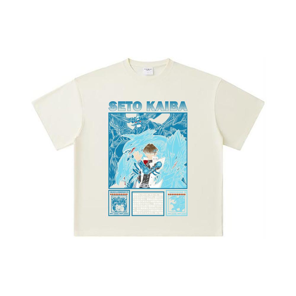 260 GSM Double Yarn 32 Count 100% Cotton Yu-Gi-Oh V6 Seto Kaiba Print Unisex Heavy Cotton T Shirt