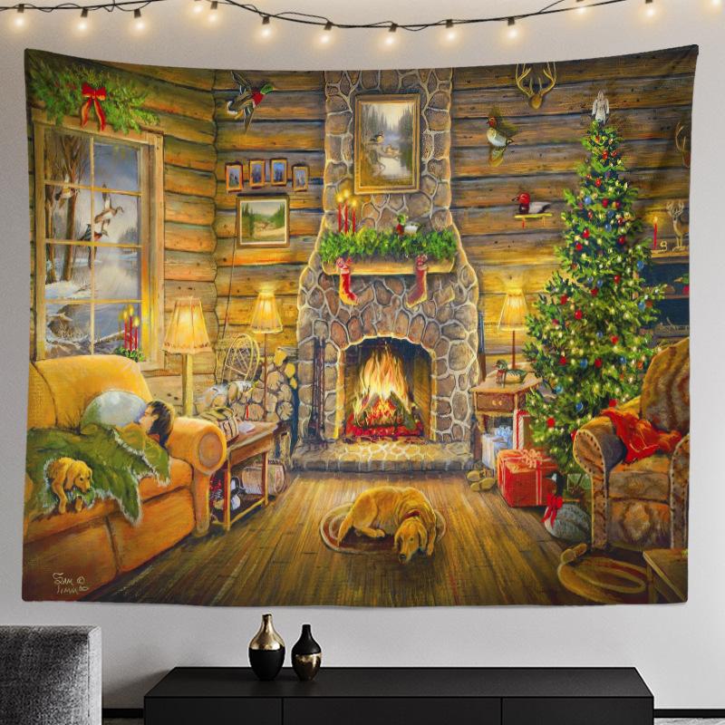 Cross-border Christmas Tree Tapestry Santa Hanging Cloth Background Cloth Digital Printing
