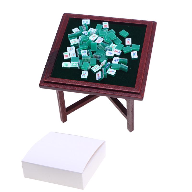 1:12 Dollhouse Miniature Simulation Mahjong Table And Chair Model Furniture Home Model Decor Toy Doll House Accessories