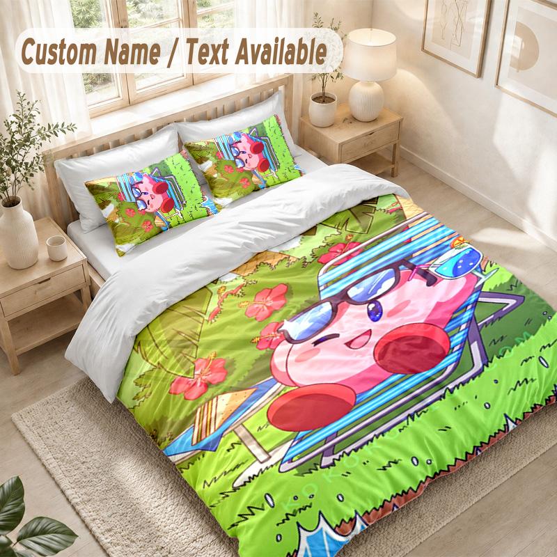 Kirby Bettwäsche Set, 1 Bettbezug & 2 Kissenbezüge Weich Bequem Schlafzimmer Heimtextil Dekor