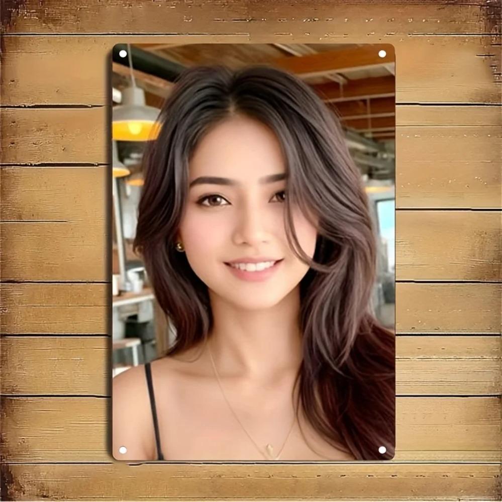 

Металлическая табличка с портретом на заказ, персонализированный настенный декор для женщины, домашний бар, кафе, рождественский подарок 20x30cm（7.8x11.8inch）