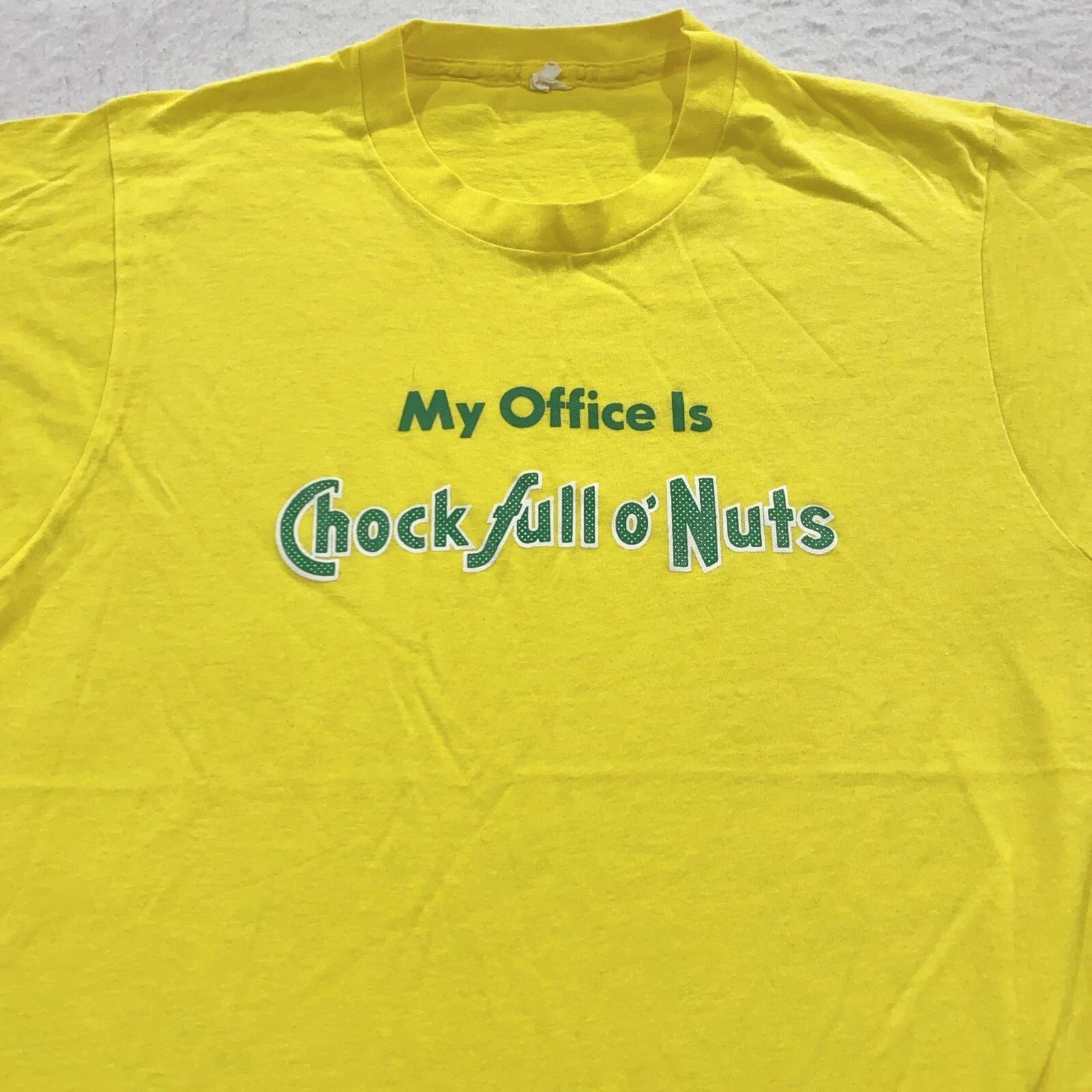 

винтажная футболка 80-х MY OFFICE IS CHOCK FULL O’ NUTS РАЗМЕР S сумасшедшая шутка кофе тонкая L