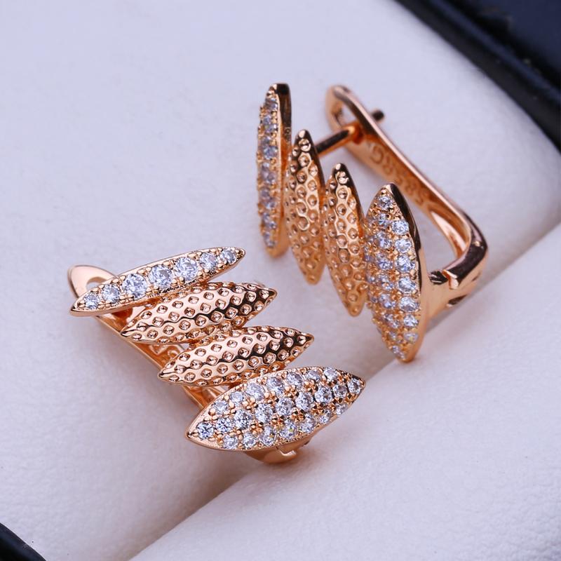 LSOOYH Clip Ohrringe Rose Gold Farbe Mode Ohrring Für Frauen Quadratische Zirkonia Ohrstecker Schmuck