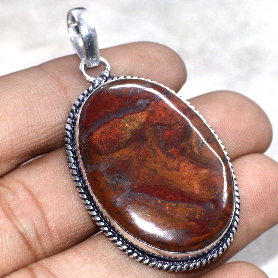 Sunset Jasper 925 Silver Plated Handmade Pendant 2" Fast-Selling Gift p8Z74