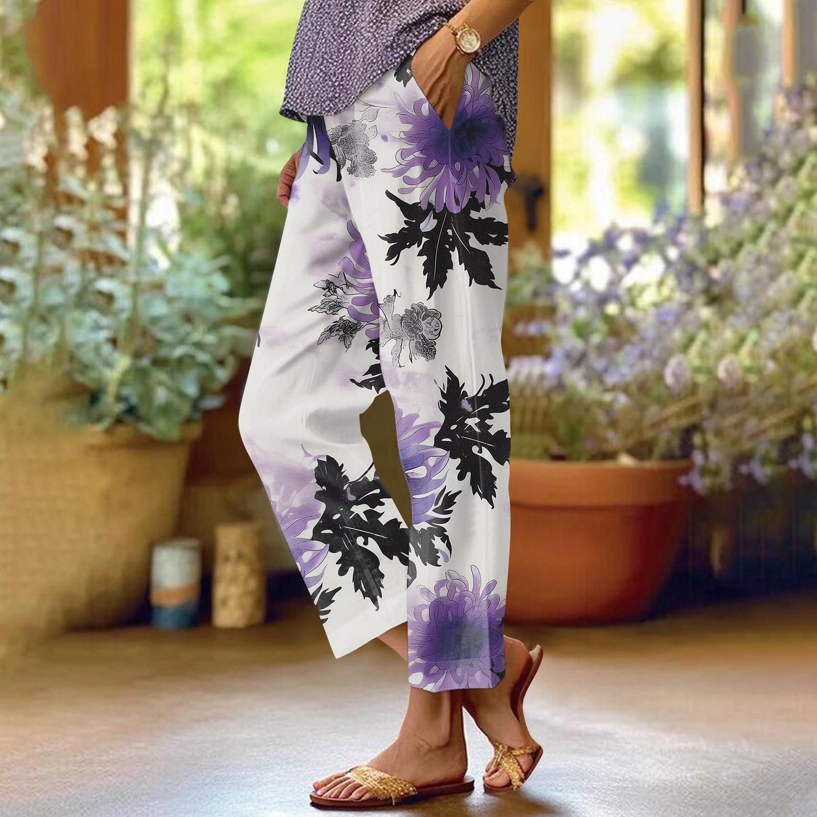 

Женские повседневные брюки с модными карманами и эластичной резинкой на талии XL