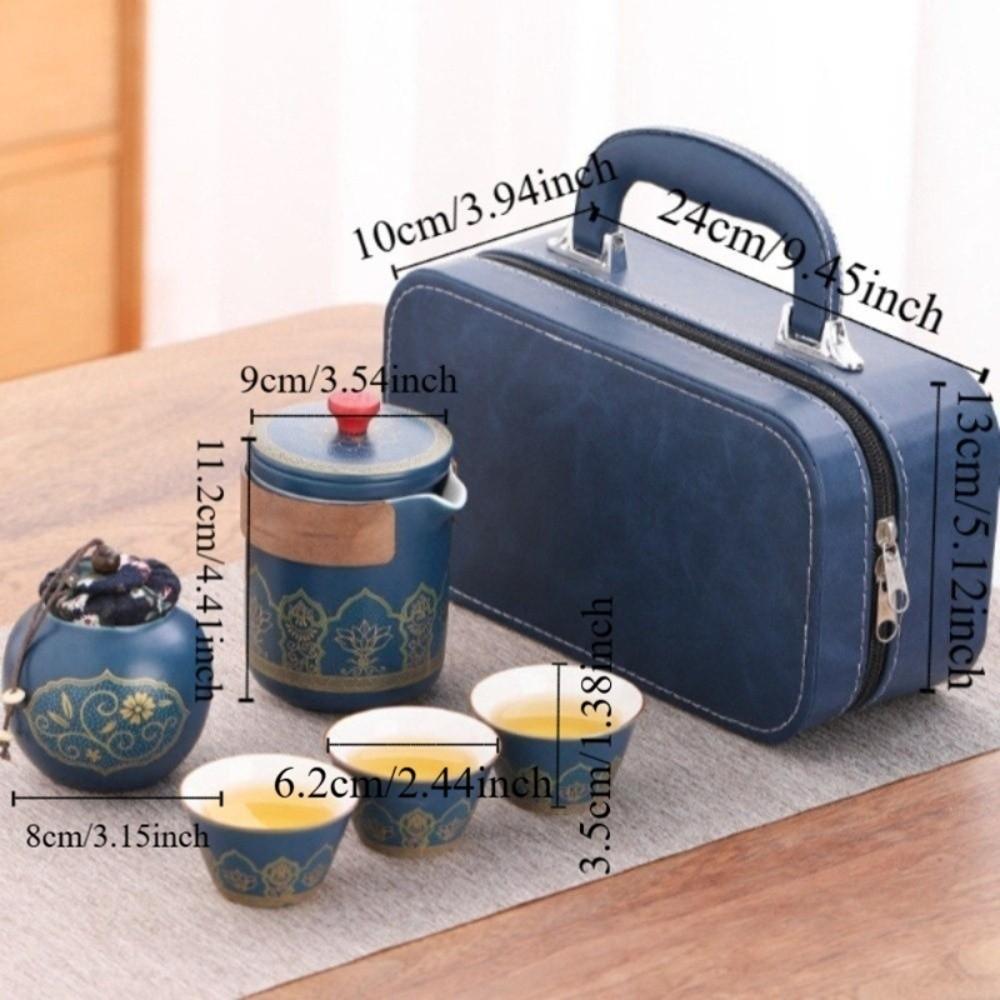 With Proctive Box Travel Tea Set Ceramic Porcelain Teaware Tea Gift Set  Travel Use