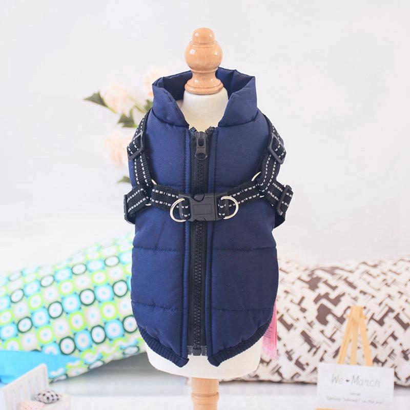 Große Hundejacke mit Geschirr, weiche, warme Hundekleidung für den Winter, Labrador, Französische Bulldogge, wasserdichte Mantel-Outfit-Weste für Hunde, S-4XL