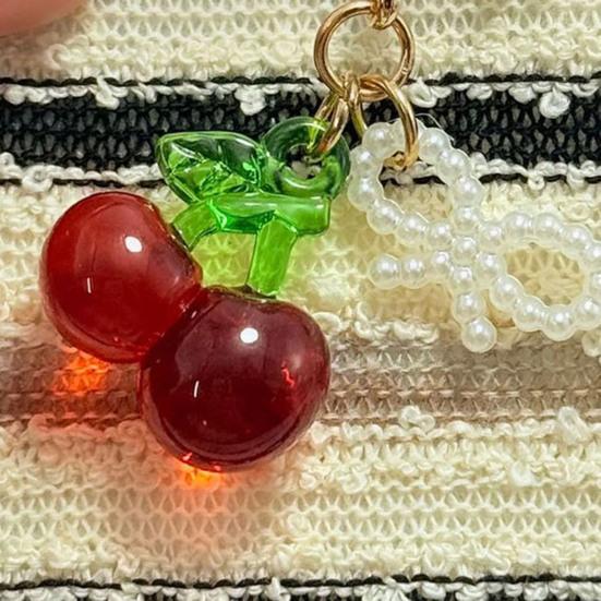 Keychain Pendant Bowknot Decor Simulated Fruit Design Key Chain with Universal Lobster Clasp Keys Bags Phones Accessory