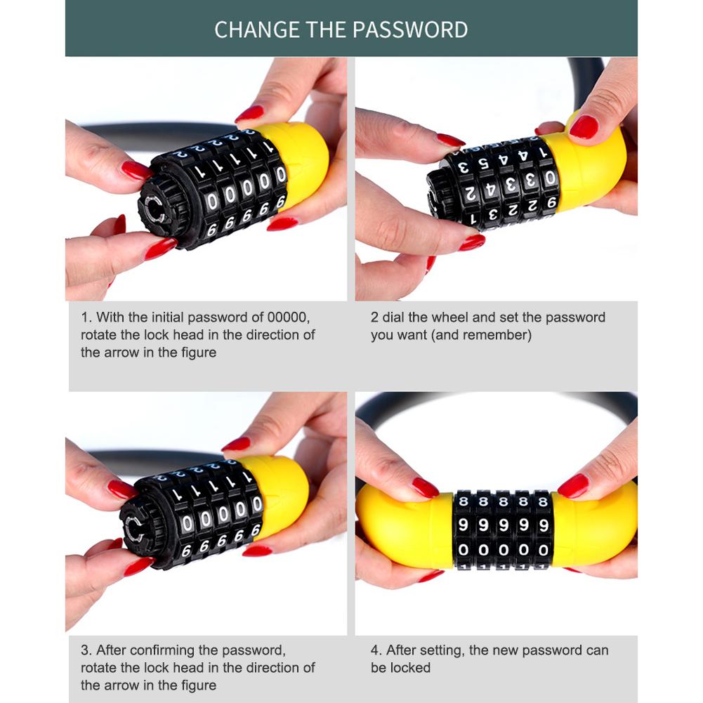 Bicycle Combination Lock Universal 5-Digit Code MTB Bike Security Combination Locks Motorcycle Scooter Anti-Theft Padlock