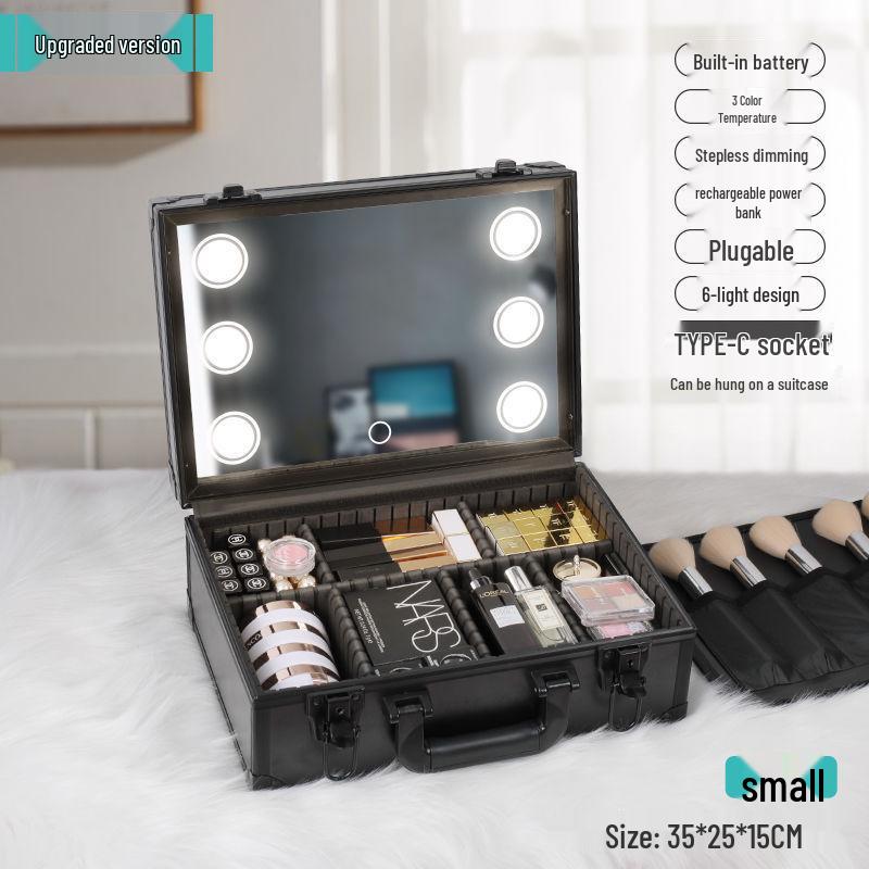 

Portable Large-Capacity Makeup Box with LED Mirror for Cosmetics & Skincare