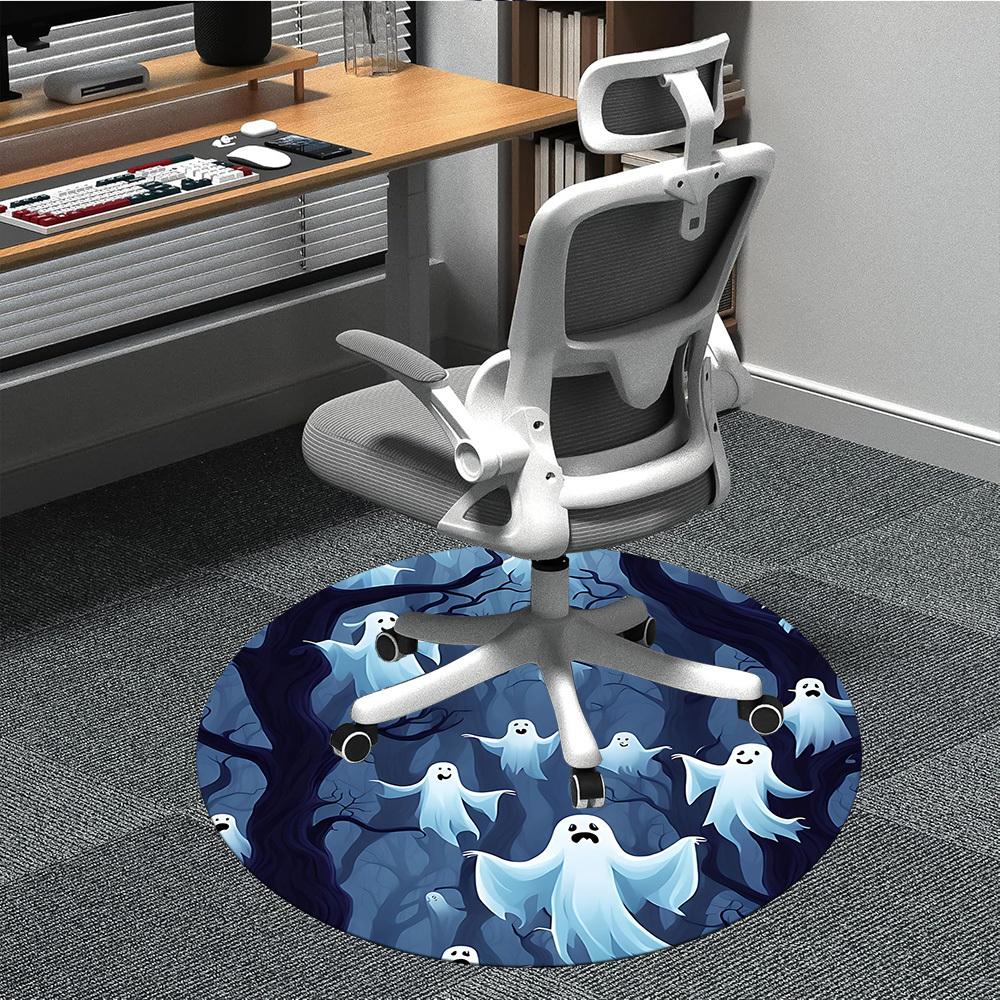 1PC Ghost Forest Office Round Area Rug, Mat Suitable For Office, Under Office Chairs Bedroom Living Room Home Decor, Room Deco
