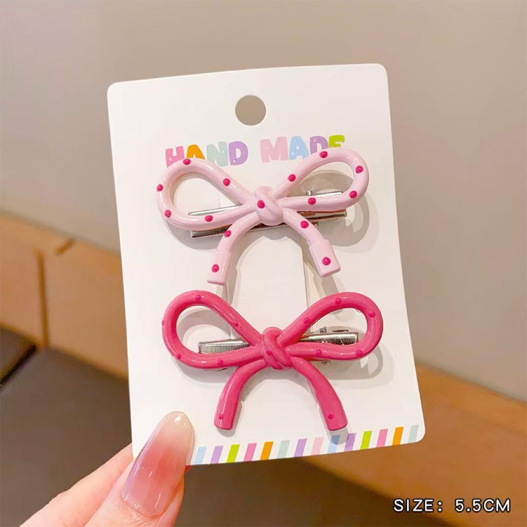 

Children s Pink Polka Dot Bow Hair Clip – Korean Style Duckbill for Baby Girls